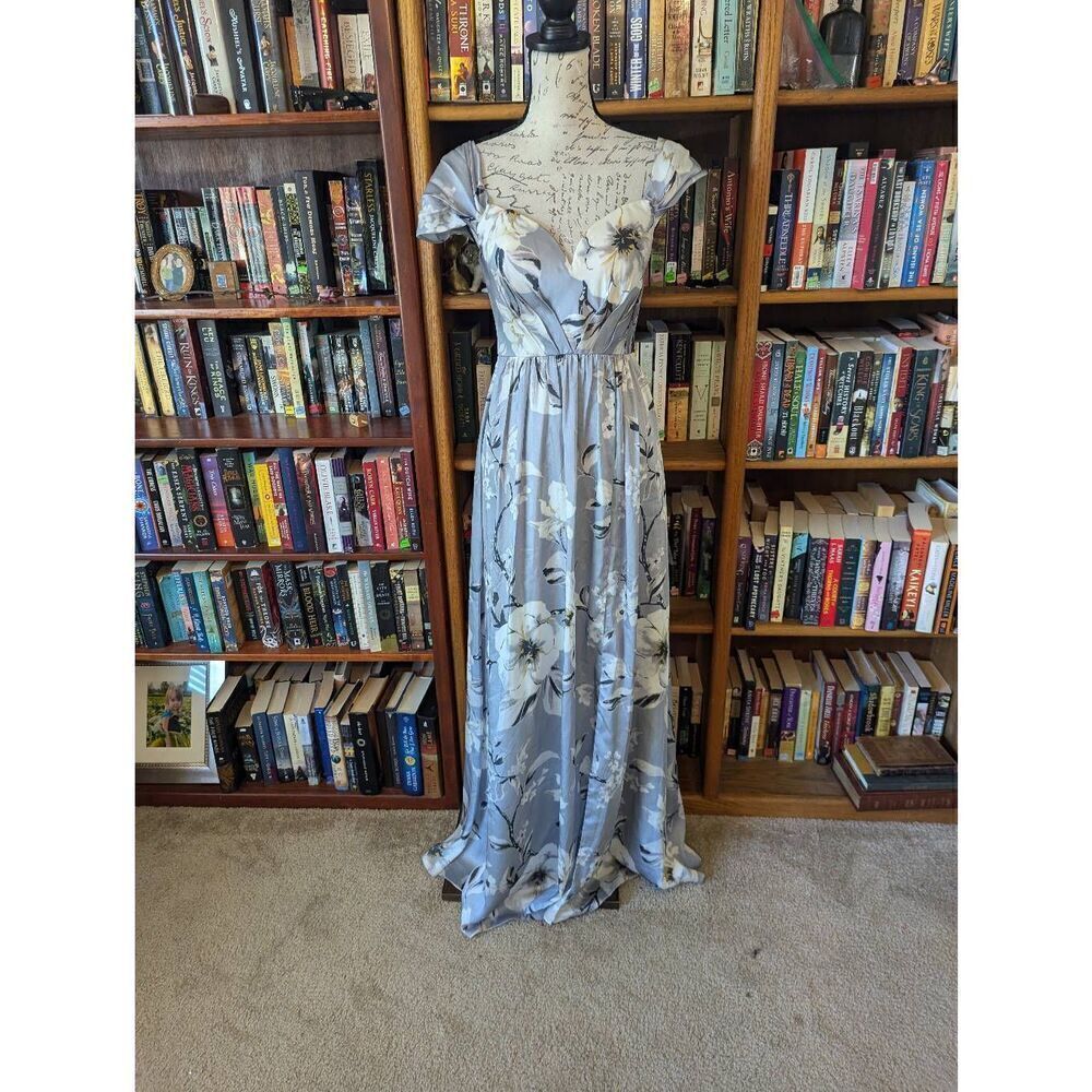 Brand New Bariano Australia Women’s Small Blue Floral Maxi Dress Gown Wedding